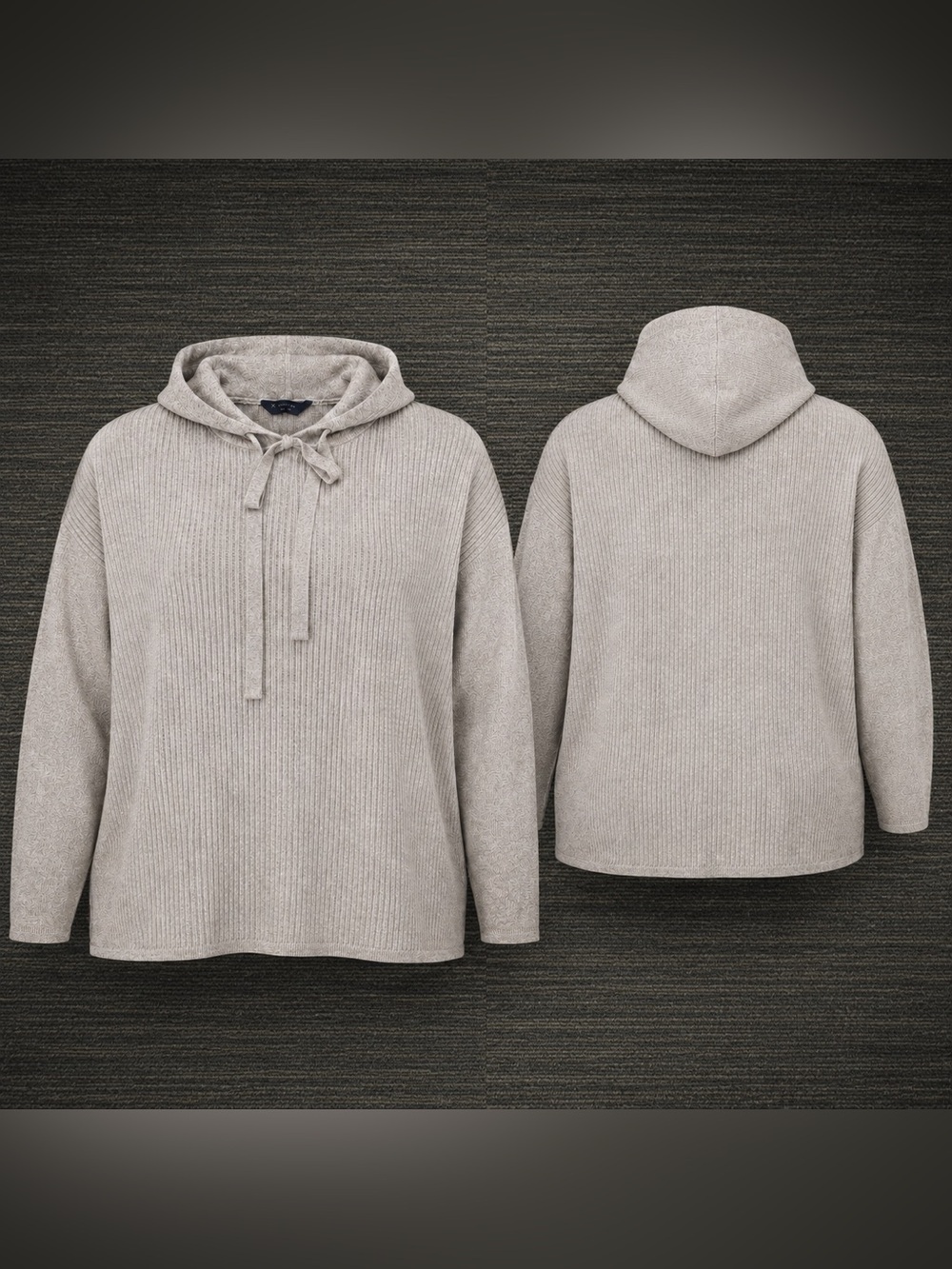 Denver Hayes Women’s XXL Gray Hooded Rib Knit Sweater